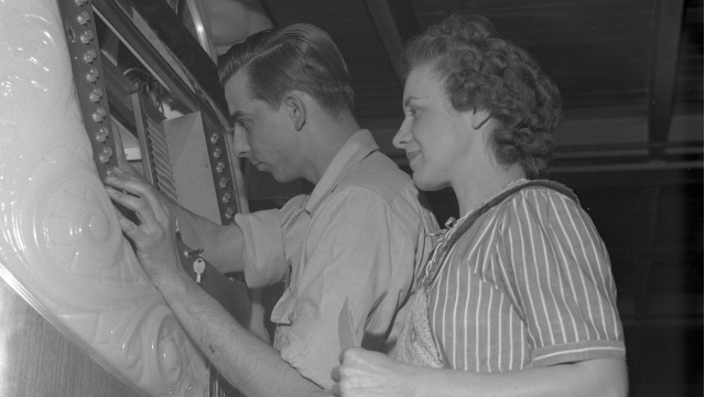 AMI employees with model A (1946-1947)