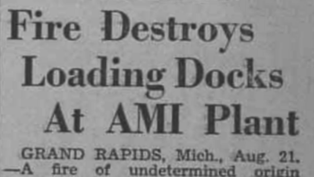 AMI Factory on fire in 1948